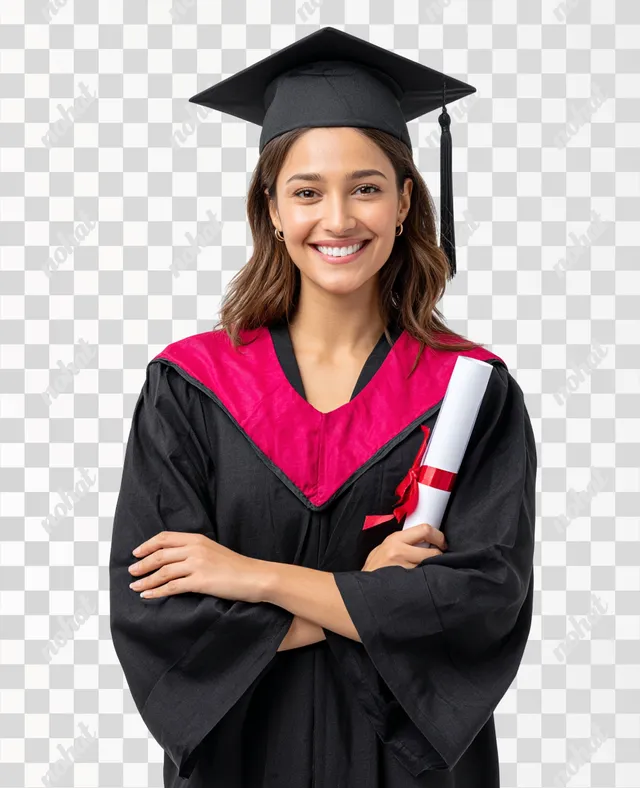 PNG Confident Young Indian Female Graduate Celebrating Success