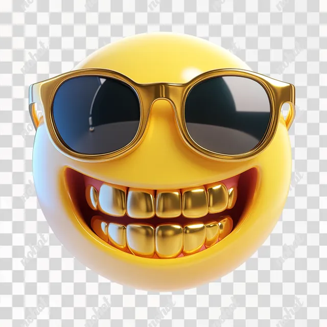 PNG Cool iPhone Emoji with Sunglasses and Gold Teeth