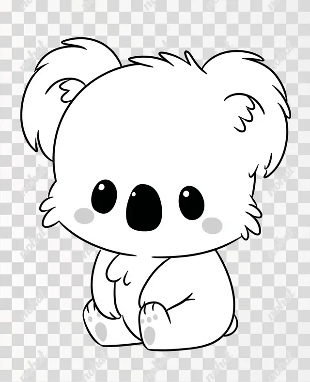 PNG Cute Cartoon Koala for Kids Drawing Guide
