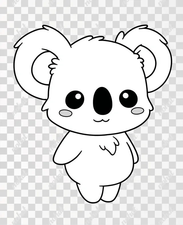 PNG Cute Cartoon Koala Side View Line Art for Kids Drawing