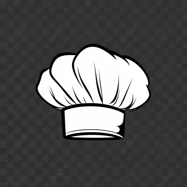 PNG Cute Chef's Hat Clipart for Kitchen Decor, Minimalist Black and White Design