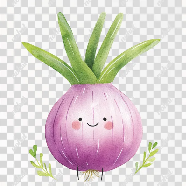PNG Cute Watercolor Onion Illustration