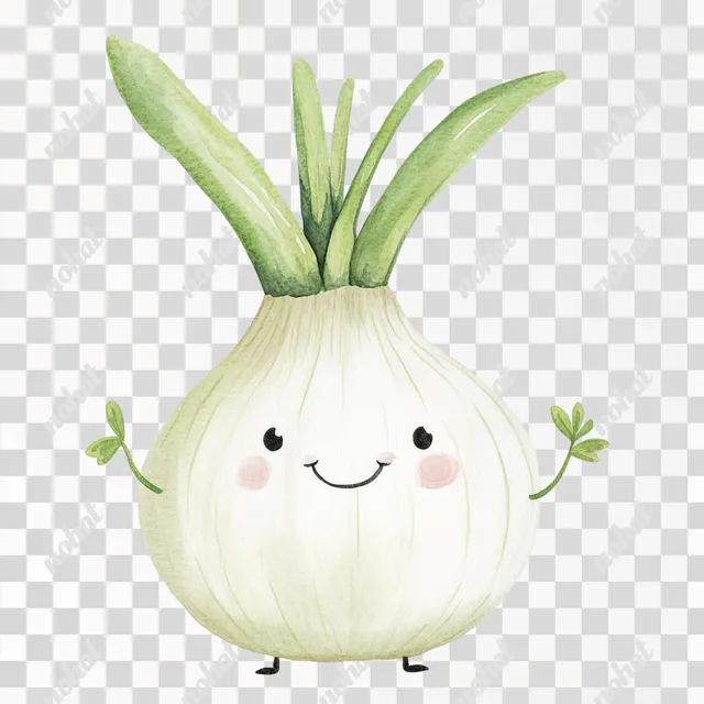 PNG Cute Watercolor Onion Illustration