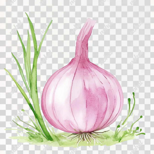 PNG Cute Watercolor Onion Illustration for Children's Books