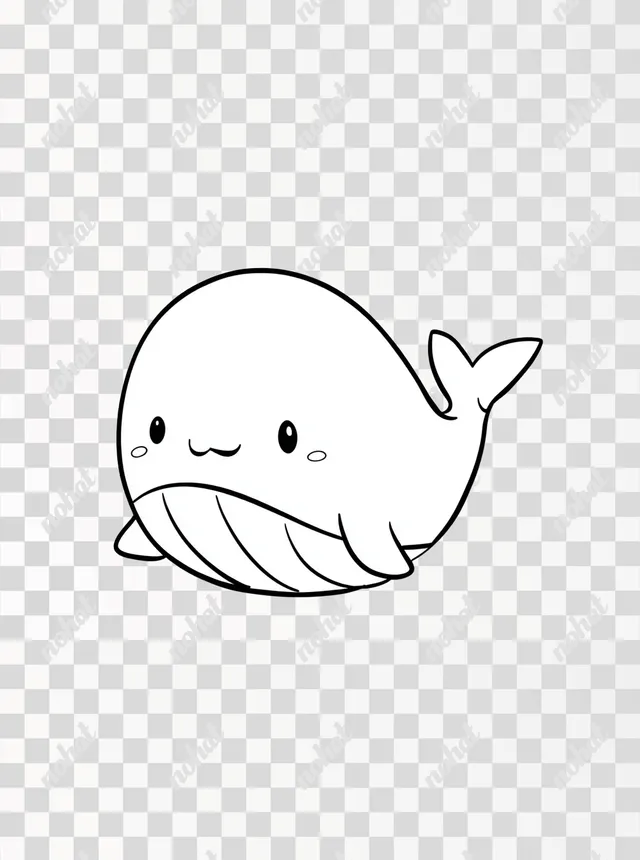 PNG Cute Whale Outline for Kids' Coloring Book