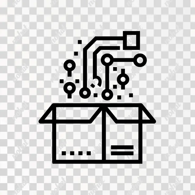 PNG Data Feeding Box with AI Applications Icon