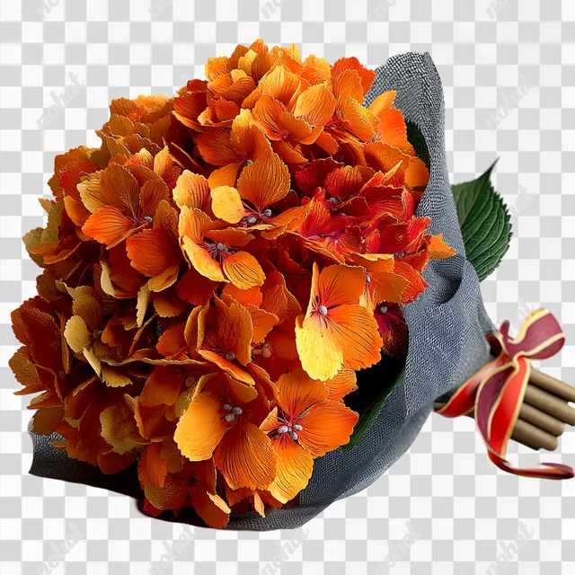 PNG Elegant Orange Hydrangea Bouquet