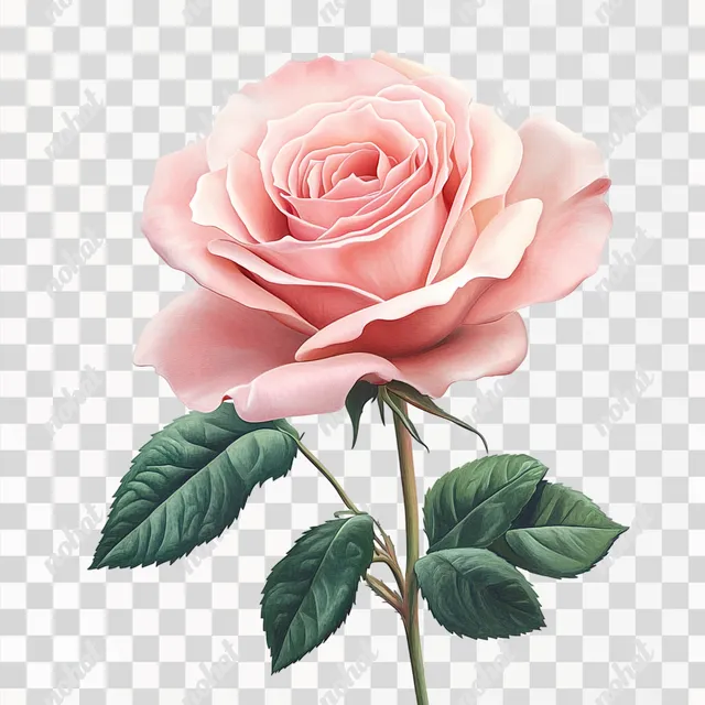 PNG Elegant Pink Rose on White Background