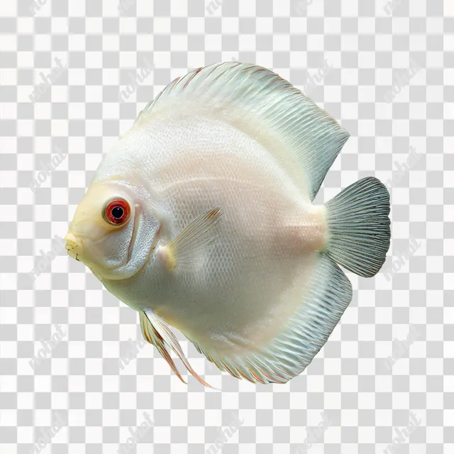 PNG Elegant White Discus Fish in Profile