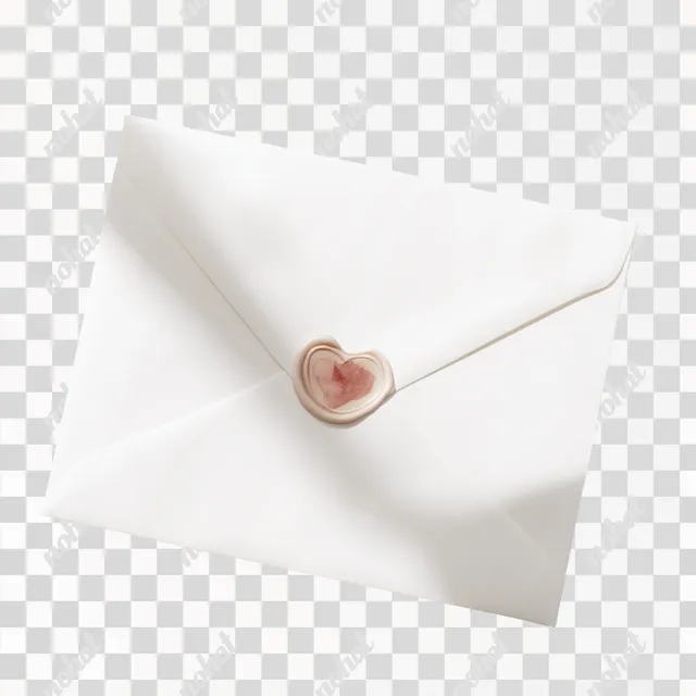 PNG Elegant White Envelope with Heart-Shaped Wax Seal