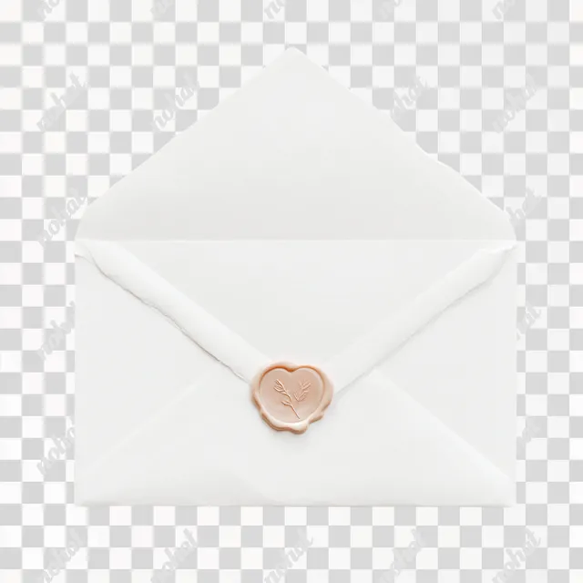 PNG Elegant White Envelope with Heart Wax Seal