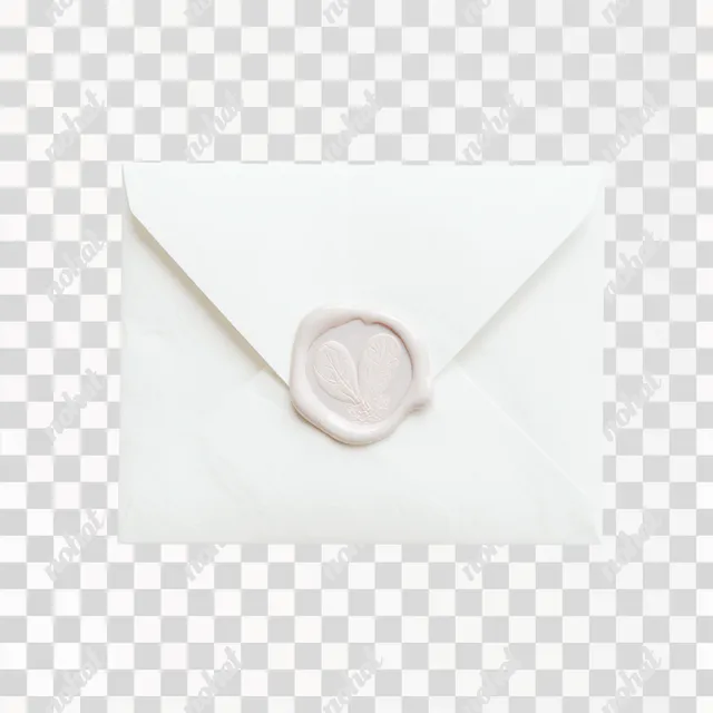 PNG Elegant White Wedding Envelope with Heart Wax Seal