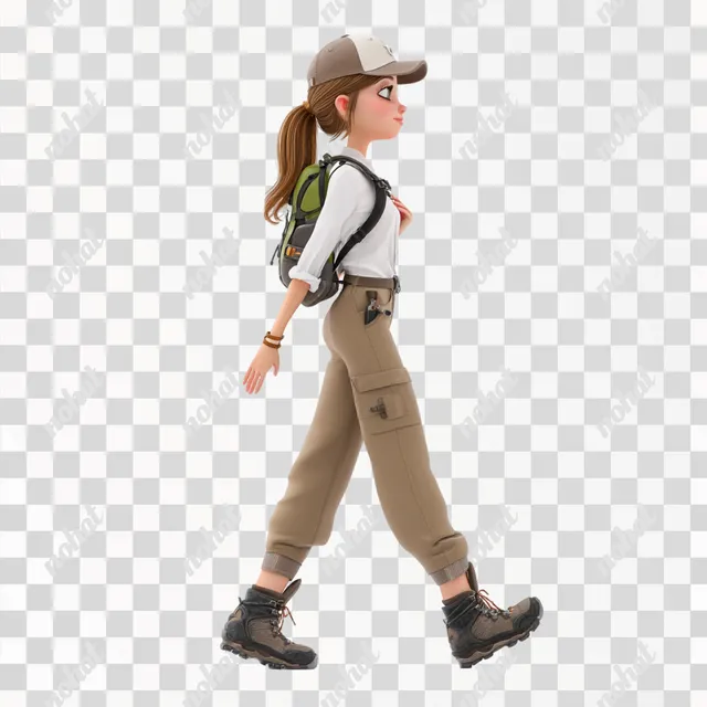 PNG Female Teenager Walker in Hiking Gear