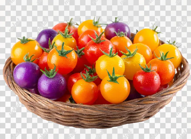 PNG Fresh Rainbow Cherry Tomatoes in a Basket