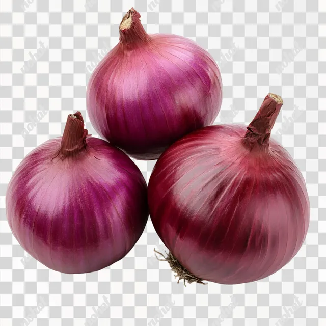 PNG Fresh Red Onions and Onion Rings on White Background