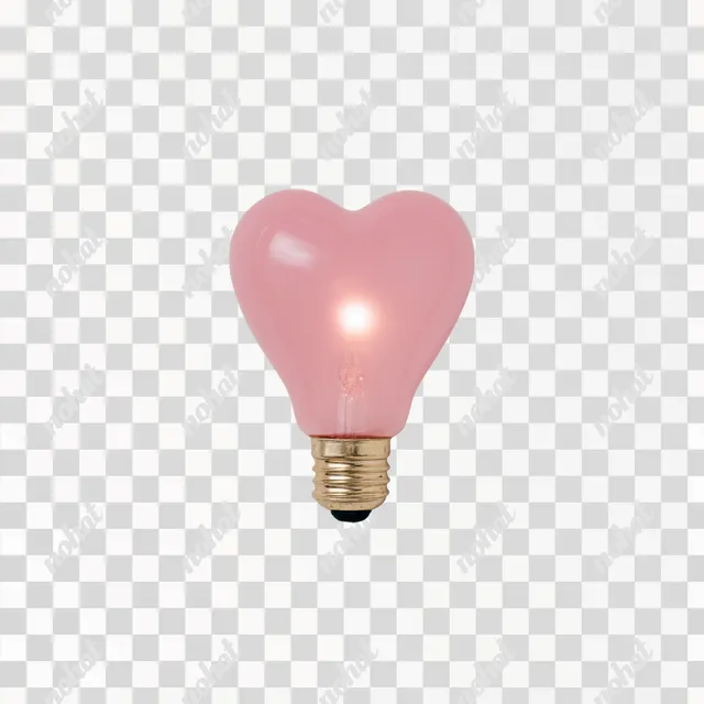 PNG Glowing Pink Heart-Shaped Light Bulb