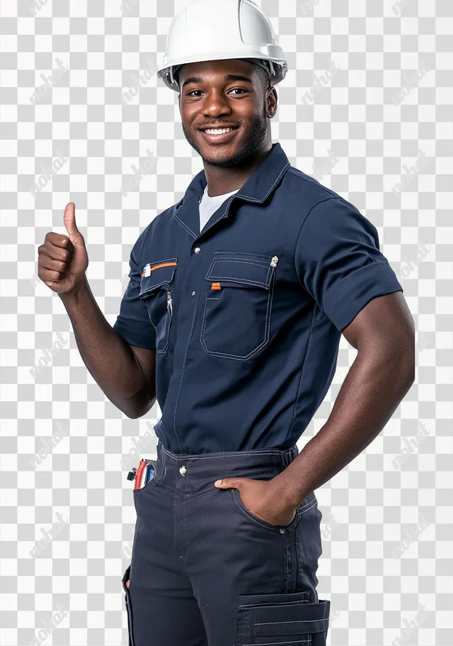 PNG Handsome young Black man in work attire giving thumbs up pose