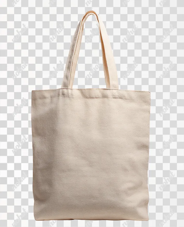 PNG Isolated Beige Tote Bag on White Background