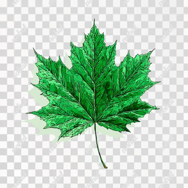PNG Isolated Green Maple Leaf Illustration