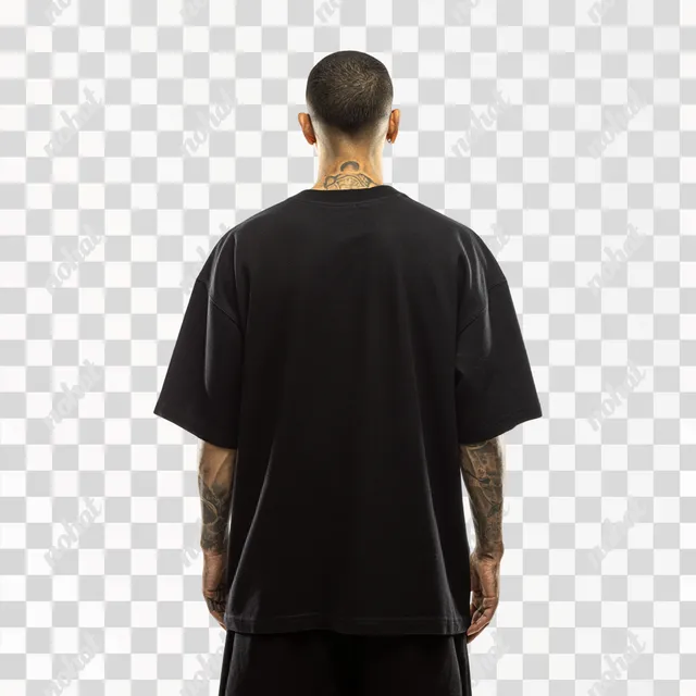 PNG Latino Man in Oversized Black T-Shirt