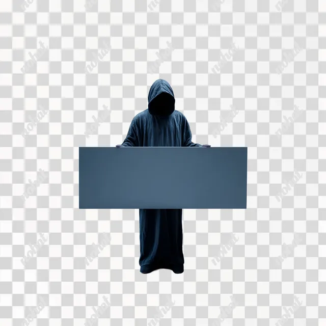 PNG Mysterious Hooded Figure Holding Blank Sign