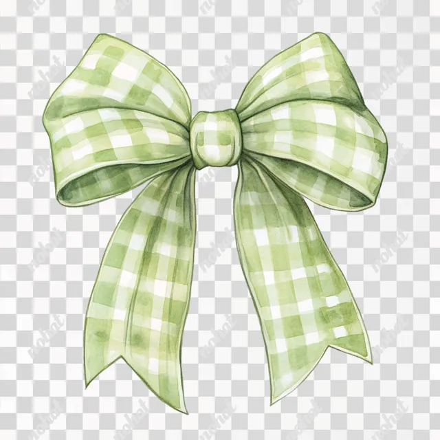 PNG Pastel Green Gingham Bow Vector Illustration