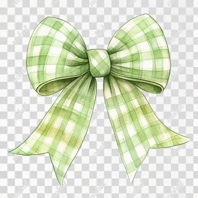 PNG Pastel Green Gingham Bow Vector Illustration