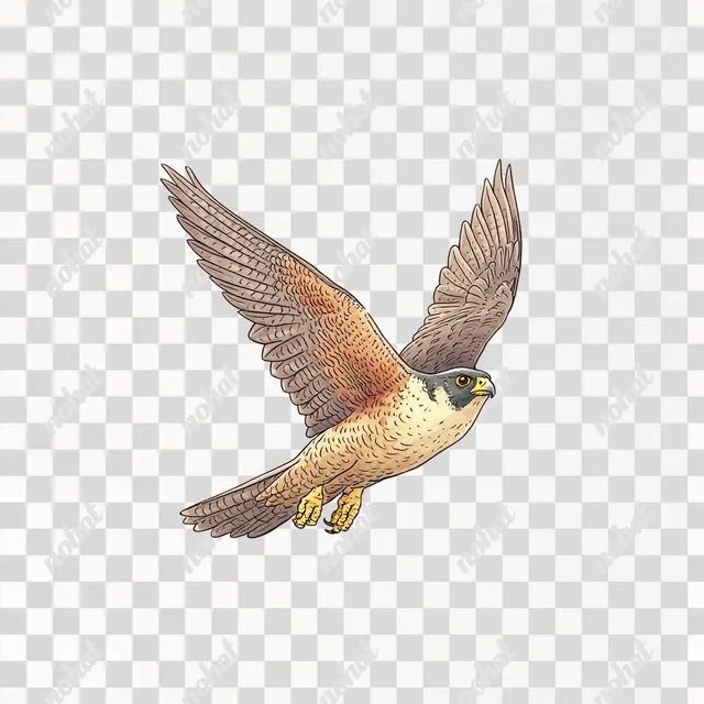 PNG Peregrine Falcon in Flight - Watercolor Clipart Illustration