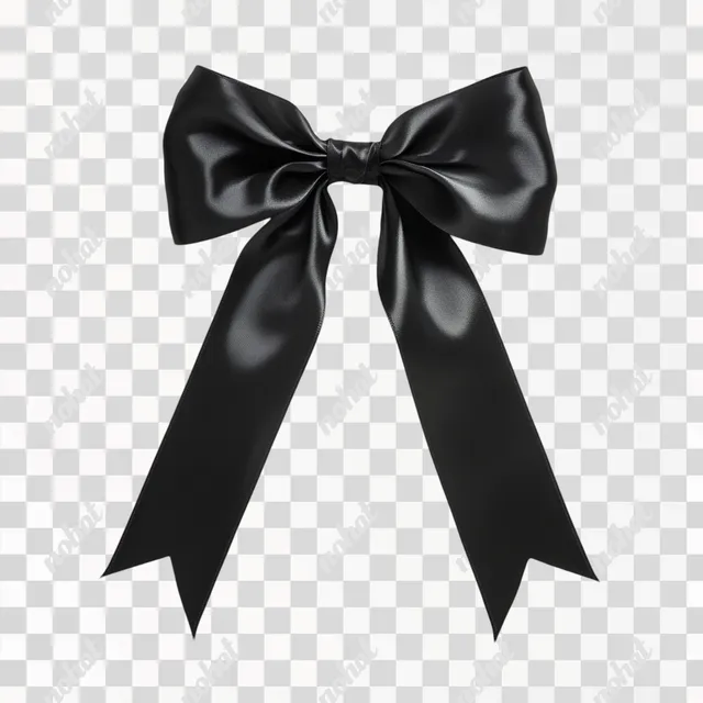 PNG Realistic long black ribbon bow for elegant home decor accents