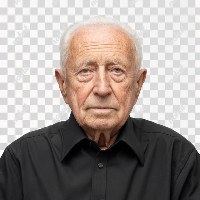 PNG Serious Portrait of an 81-Year-Old Polish Man