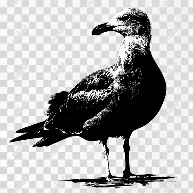 PNG Silhouette of a Seagull - Black Cutout Vector
