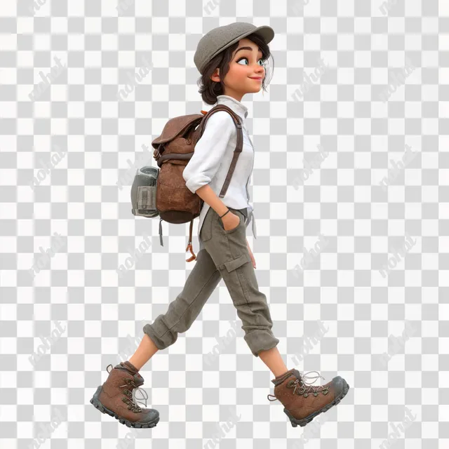 PNG Smiling Teenager with Backpack in Hiking Gear