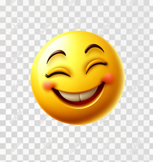 PNG Smiling yellow emoji face winking with closed eyes, joyful decor accent