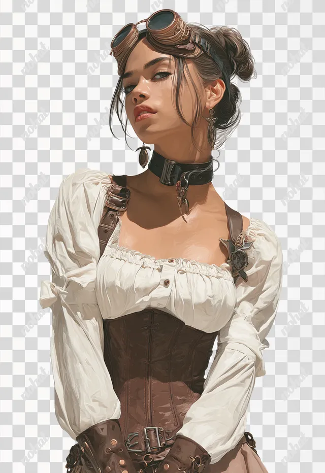 PNG Steampunk Dystopian Character Portrait