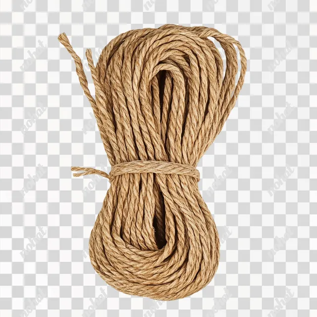 PNG Thick Sisal Rope for Home Decor on Clean White Surface