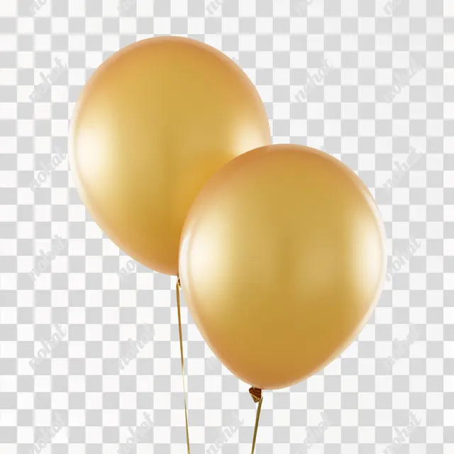 PNG Two Metallic Gold Round Balloons