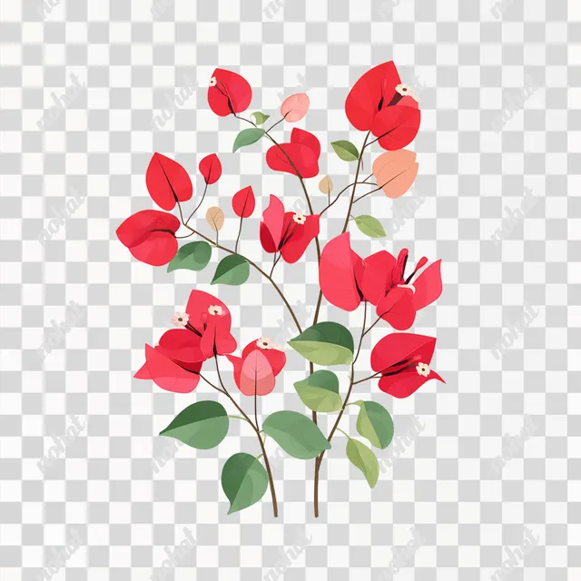 PNG Vibrant Red Bougainvillea Vector Illustration