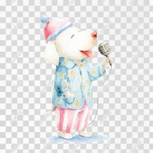 PNG Whimsical Dog Singing in Pajamas