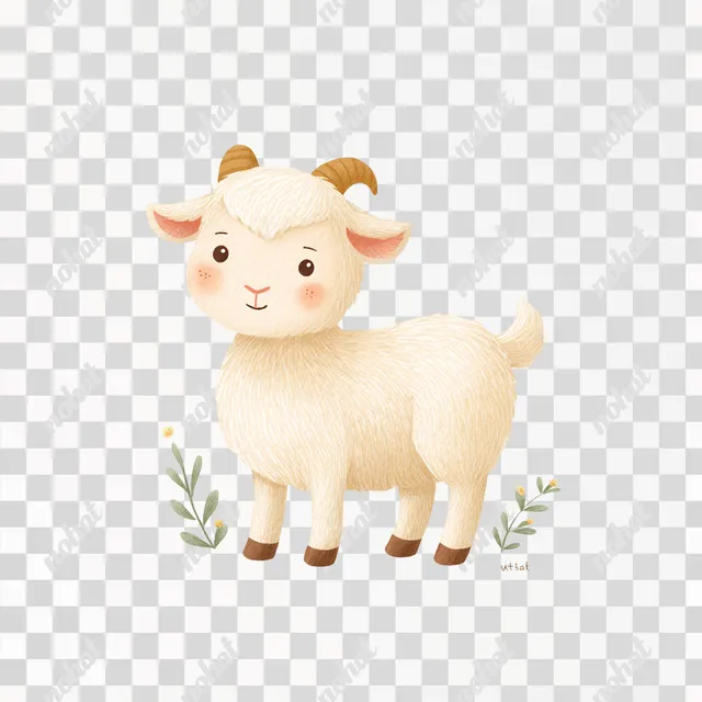 PNG Whimsical White Goat Illustration