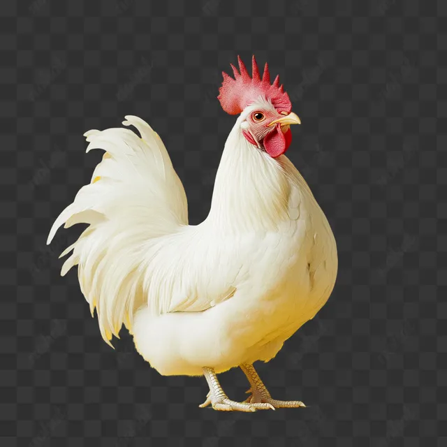 PNG White Chicken with Red Comb in Farmyard Setting 4K Resolution
