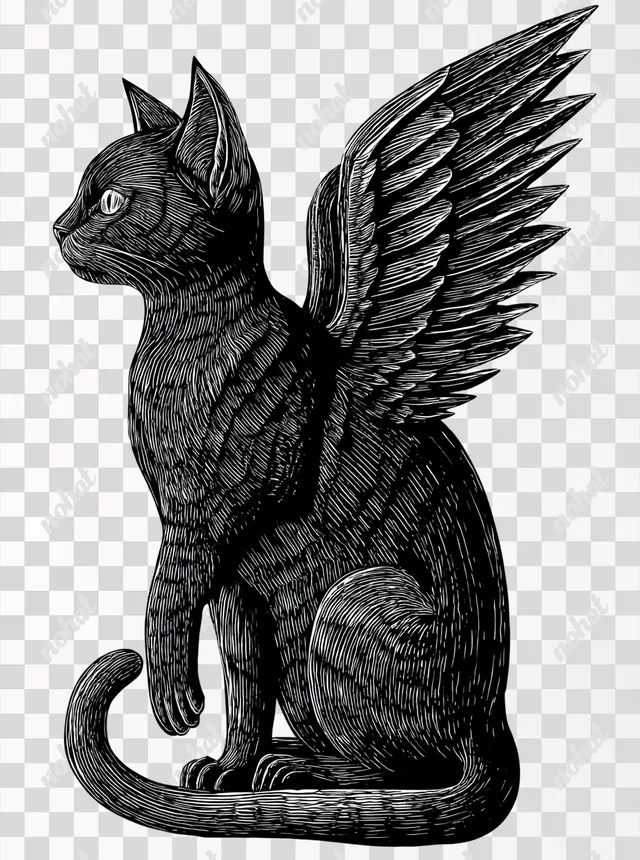 PNG Winged Cat Vector Art