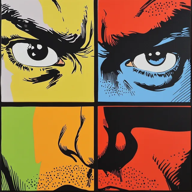Pop Art Comic Man: A Bold Square Design