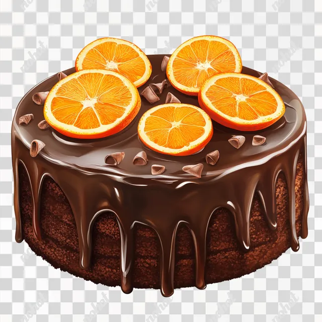 Realistic Chocolate Cake with Orange Accent Clipart