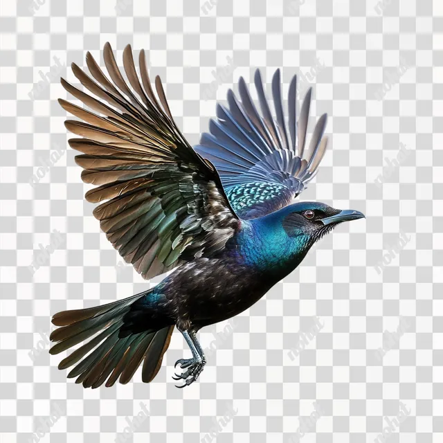 Realistic Photograph of a Tui Bird in Flight
