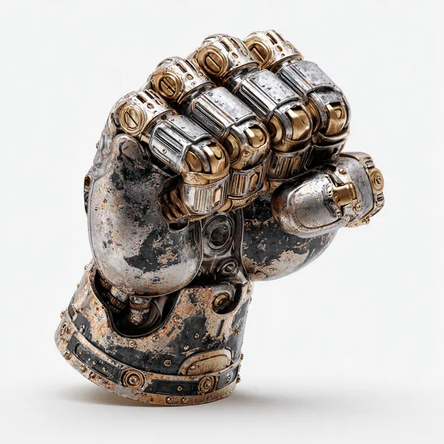Reinforced Titanium Cybernetic Fist for Enhanced Combat