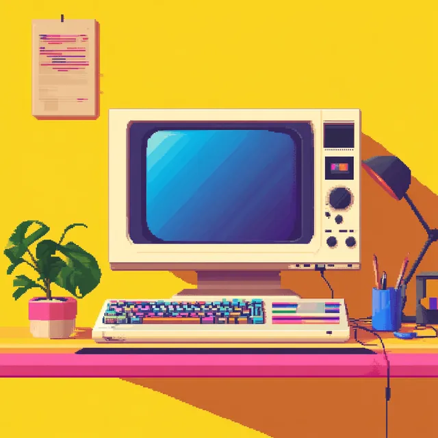 Free: Retro Pixelated Office Vibes: A Designer's 8-Bit Workspace - nohat.cc