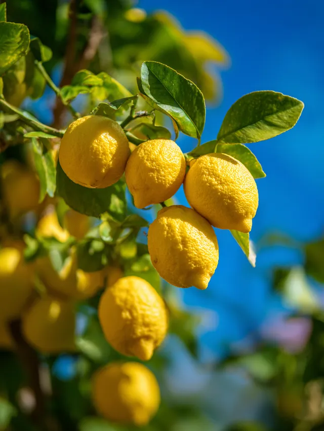 Ripening Lemons on a Mature Lemon Tree
