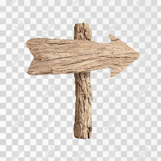 Rustic Wooden Arrow Sign: 3D Realistic Vector Illustration