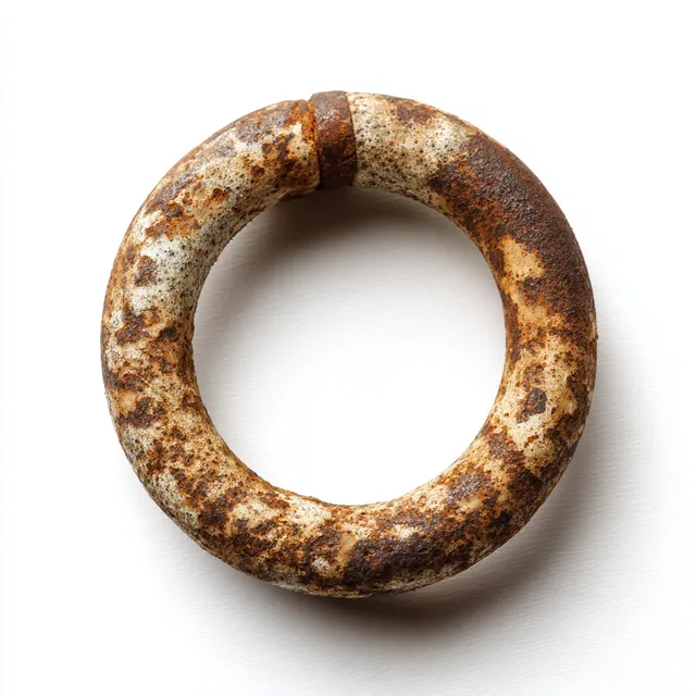 Rusty Oval Iron Ring on White Background