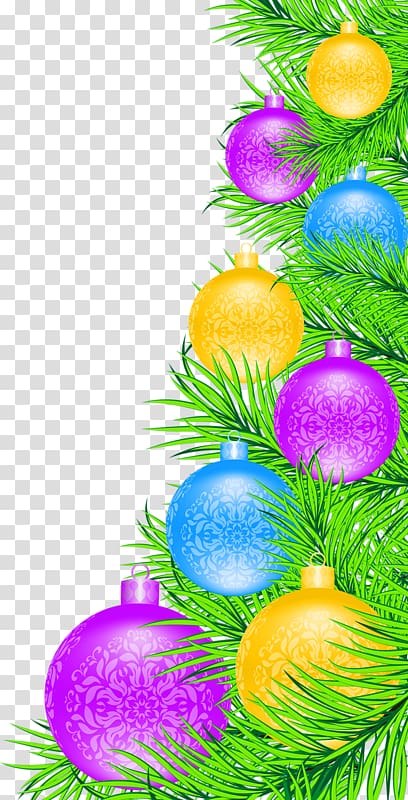 Santa Claus Christmas ornament Christmas decoration Christmas tree, Colored balls transparent background PNG clipart